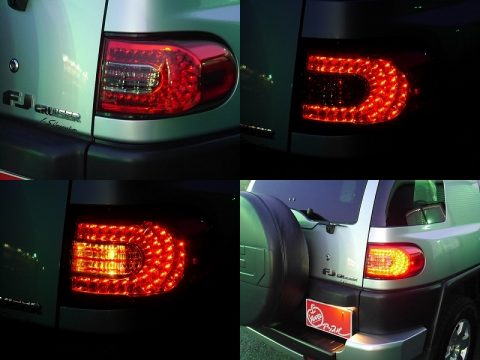 FJクルーザー　チタニウムメタリック　LEDスモークテール　クリアウィンカーレンズインナーブラック　LINE-X塗装