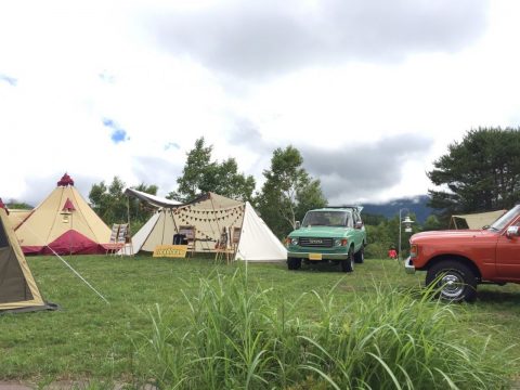 無印良品南乗鞍キャンプ場にて　最新OGAWAのテントがズラリ！OGAWA FIELD EXHIBITIONにランクルを展示させていただいてます♪♪