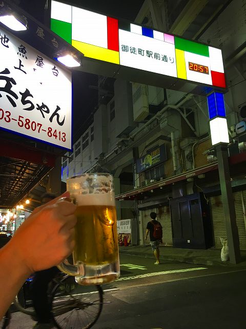 御徒町駅前通り 生ビール 御徒町駅前通り 生ビール