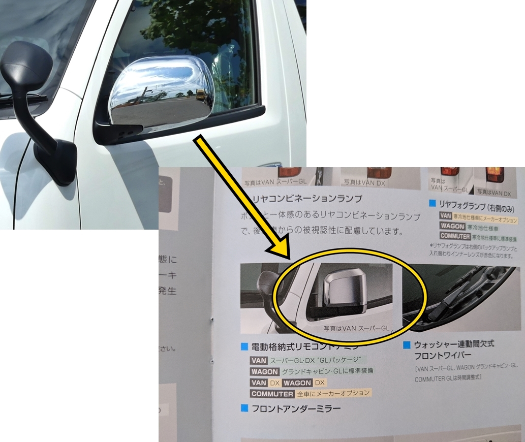 ハイエースドアミラー