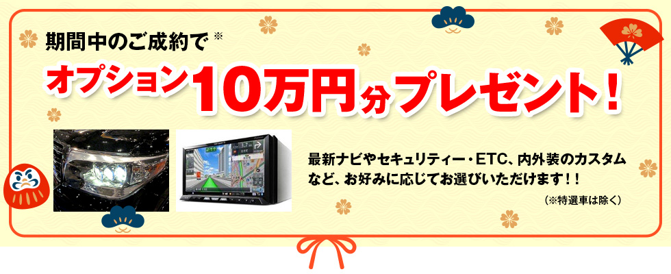 オプション10万円分プレゼント オプション10万円分プレゼント